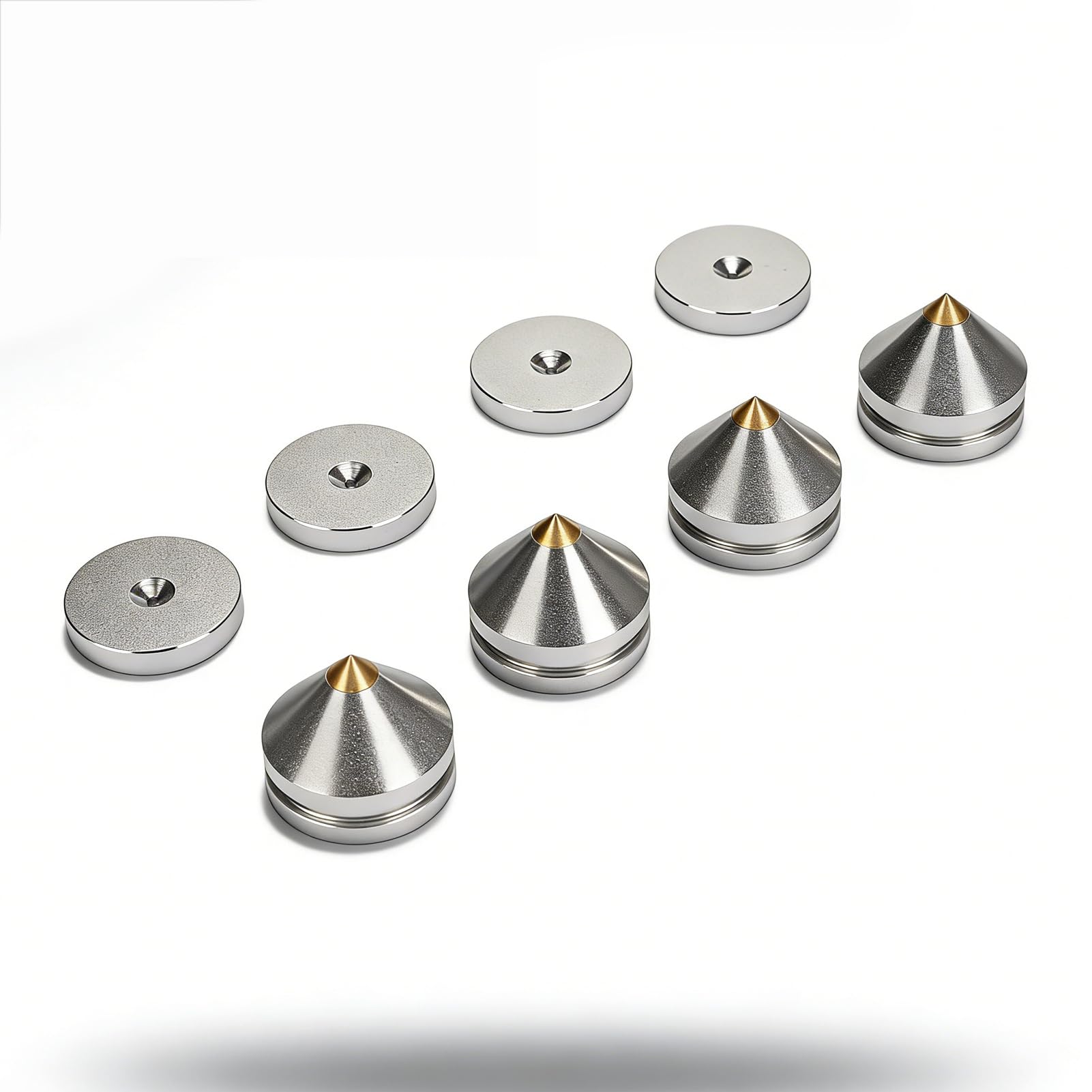 4PCS Speaker Isolation Feet Pad, Aluminum Alloy Shock Absorption, Silver, for Turntable Subwoofer Speaker Amps