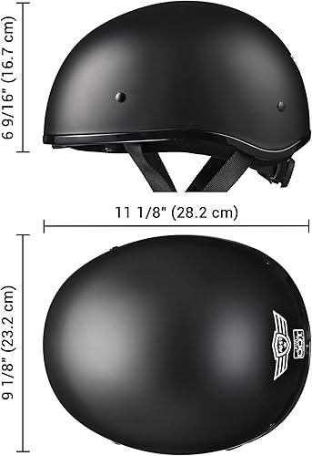 Miniatura 8 de AHR Half Helmet with Sun Visor, Quick Release Buckle Half Face Warrior Motorcycle Helmet for Bike Chopper Cruiser DOT Approved, Run-D