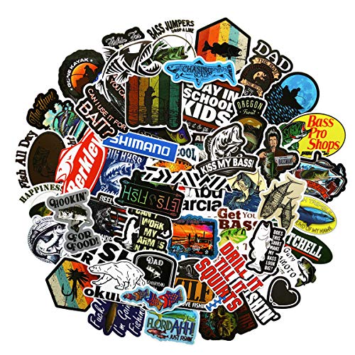 50PCS Fly Fishing Stickers Go Fishing Waterproof Laptop Stickers Car Bicycle Suitcase Computer Water Bottle Mobile Phone Stickers Water Resistant Decals (Fishing)