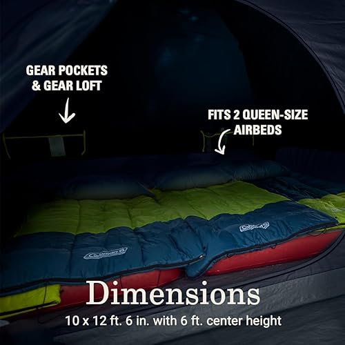 Miniatura 5 de Coleman Skydome Dark Room Camping Tent with Screen Porch & 5-Minute Setup, Weatherproof 46 Person Tent Blocks 90% of Sunlight, Rainfly & Carry Bag