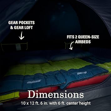 Coleman Skydome Dark Room Camping Tent with Screen Porch & 5-Minute Setup, Weatherproof Tent Blocks 90% of Sunlight, Rainfly & Carry Bag Included, Made of PFAS-Free Materials