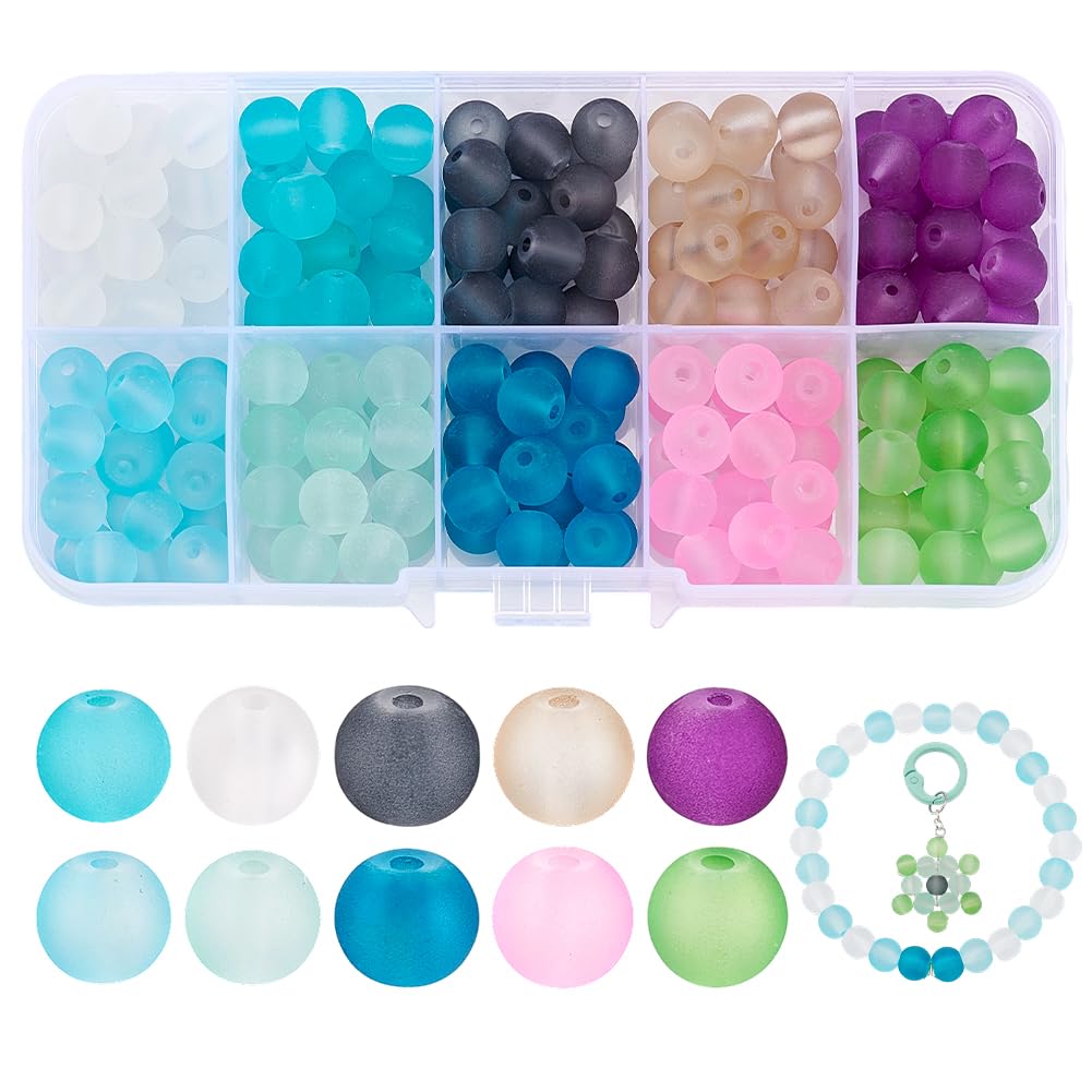 Perline Di Vetro PH PandaHall - 230PCS 8mm, 10 Colori, Per Braccialetti E Gioielli Fai Da Te - Foto 3