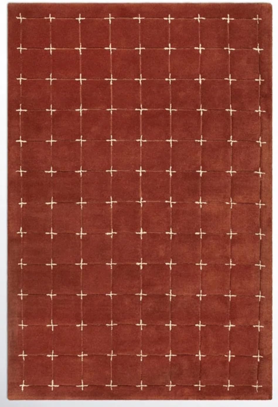 Artcore Mallory Hand Tufted Wool Area Rug, Checkered Nordic Design, Indoor Living Room, in Various Size and Colors (Red, 8x10 Ft)