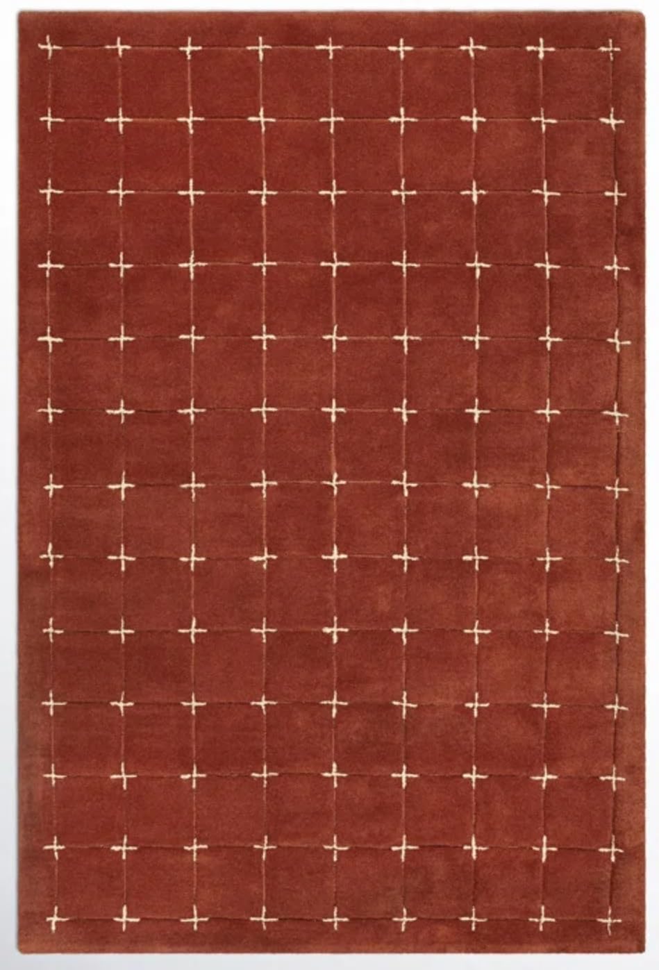 Artcore Mallory Hand Tufted Wool Area Rug, Checkered Nordic Design, Indoor Living Room, in Various Size and Colors (Red, 5x8 Ft)