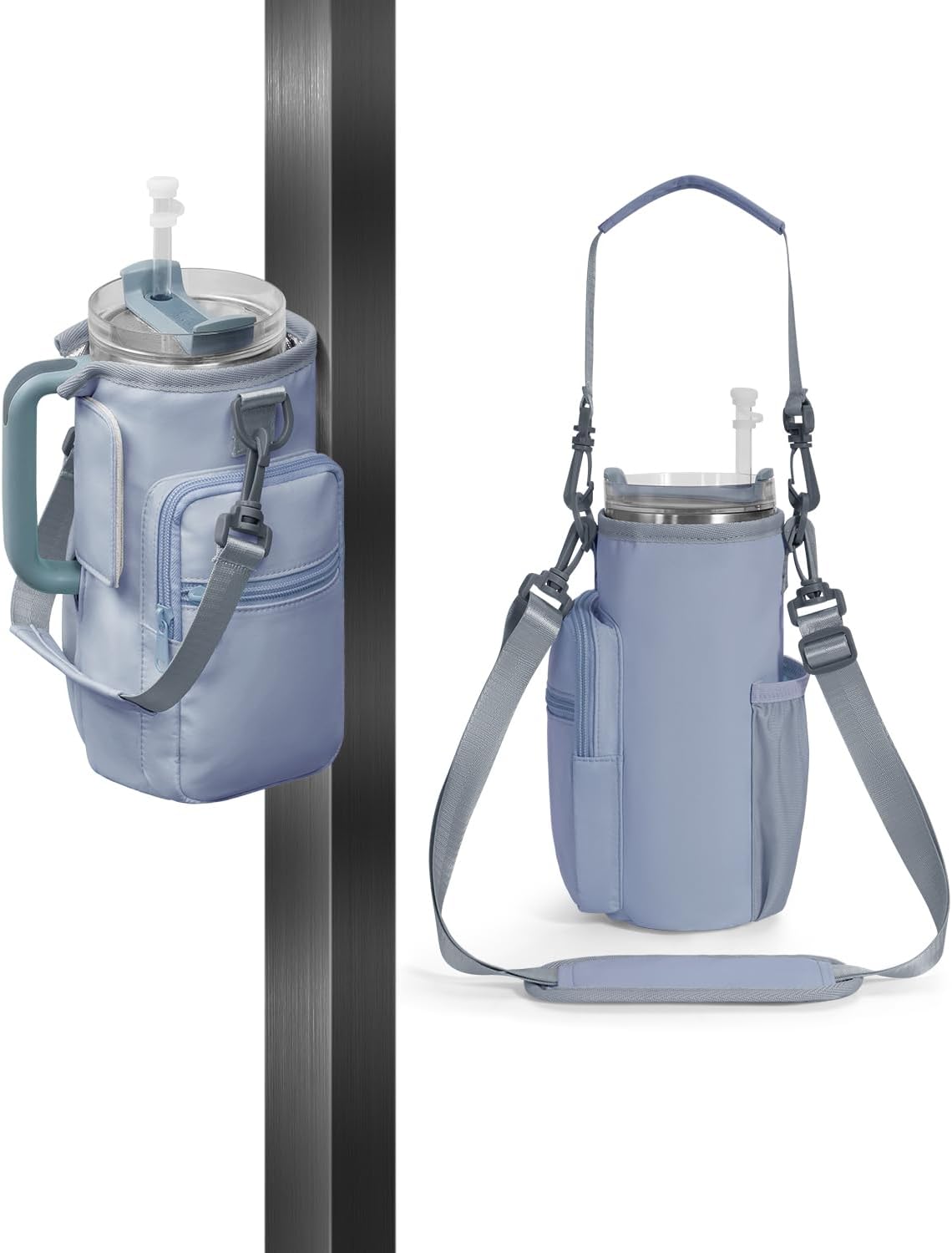 sportsnew Magnetic Gym Water Bottle Bag for for Stanley 40oz with Phone Pocket and Water Bottle Holder Crossbody Bag with Strap