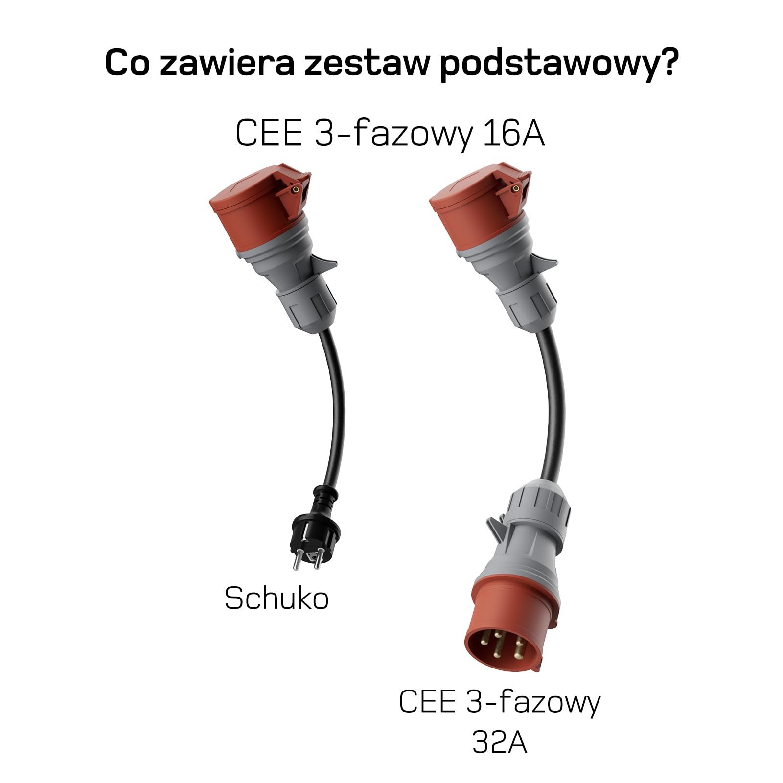dé Mobilna Stacja ładowania/wallbox 11 kW (3-fazowa/7 m/6-16 A) z zestawem adapterów, kablem CEE 16 A do typu 2 i ładowarką EV do modeli Y/3, ID.3/4/5, MG4, EX30 i innych pojazdów elektrycznych