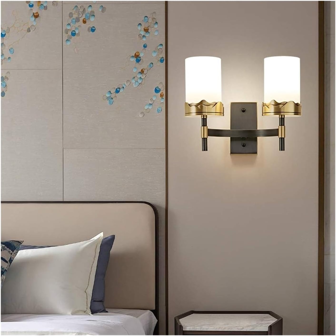 壁掛けランプ 壁掛けランプ 銅製固定ランプ 壁掛けランプ - モダン 寝室 リビングルーム 壁掛けランプ ガラスランプシェード 装飾