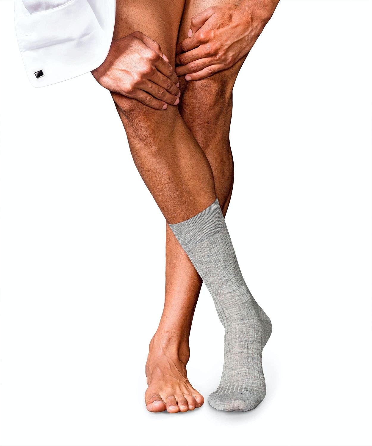 Falke Men's Grey Light Melange 3388 No. 7 M So Wool Plain 1 Pair Socks, 5.5-6.5