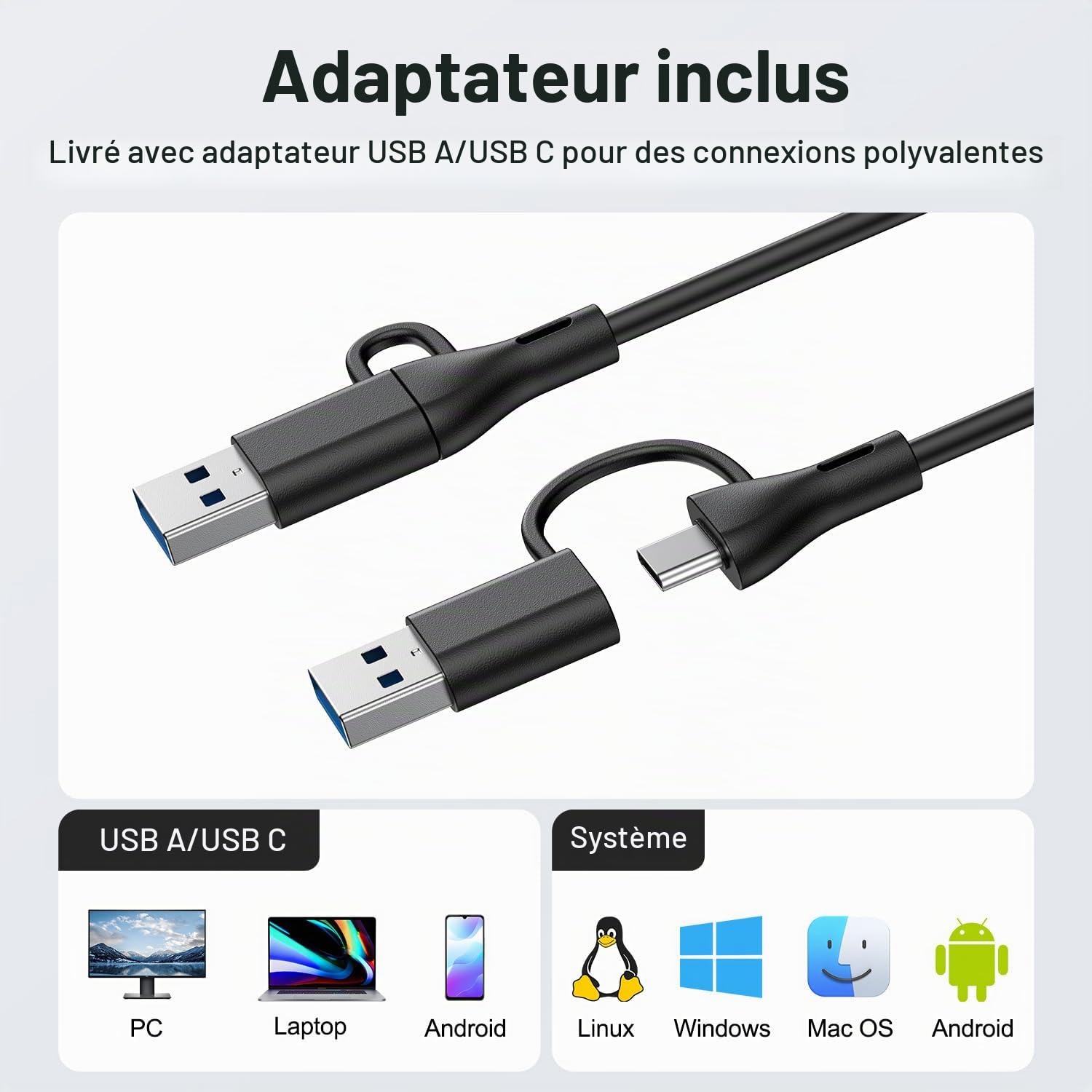 INGA Enceintes PC, Enceintes Bureau USB Plug and Play, Fixation Facile sur écran, Haut-Parleur PC Son stéréo Puissant & Graves, Filaire pour étude/réunion, Compatible Mac & Portable