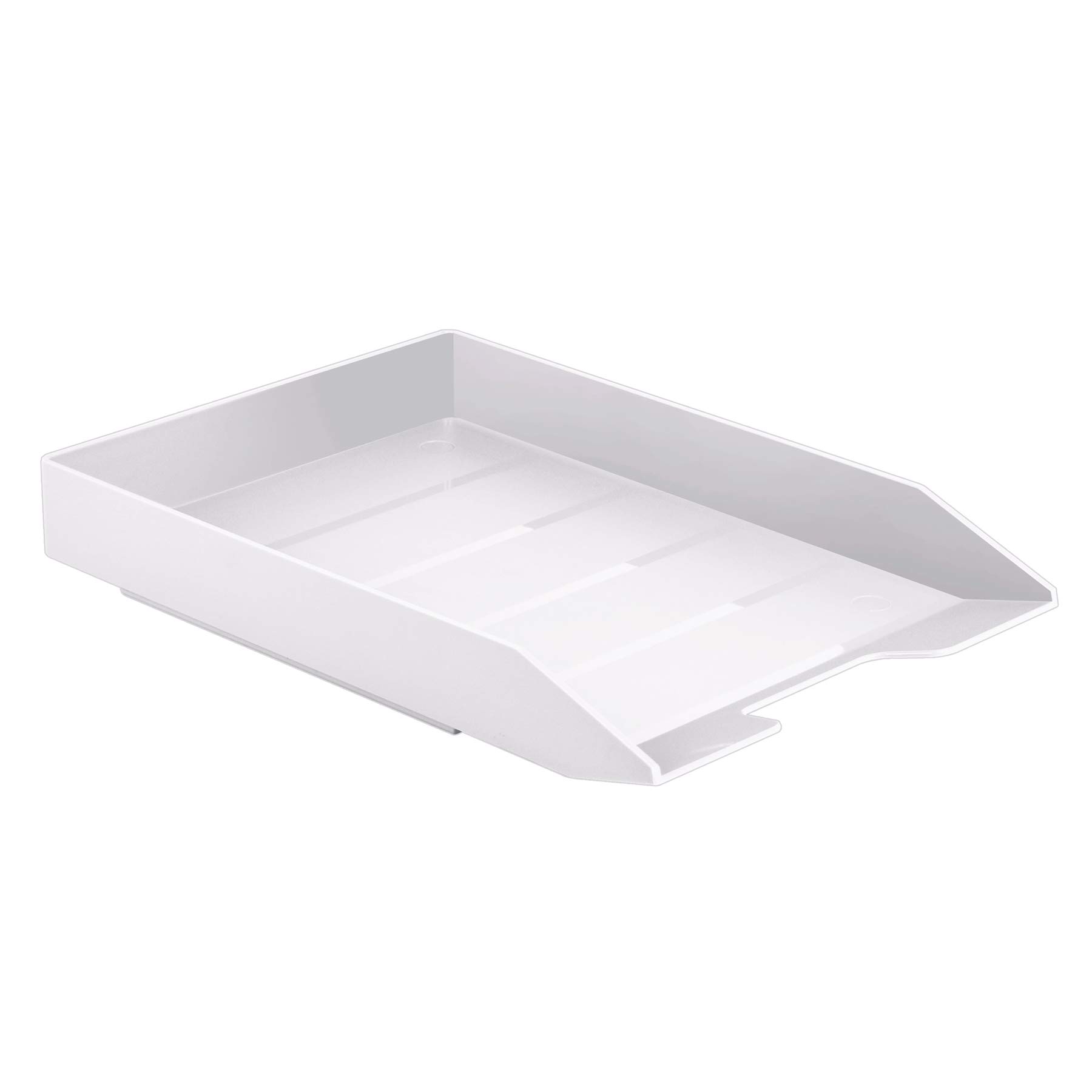 Acrimet Bandeja de Papel Apilable, Organizador de Cartas y Papeles en plastico de Carga Frontal para Oficina (Blanco, 1 Unidad)