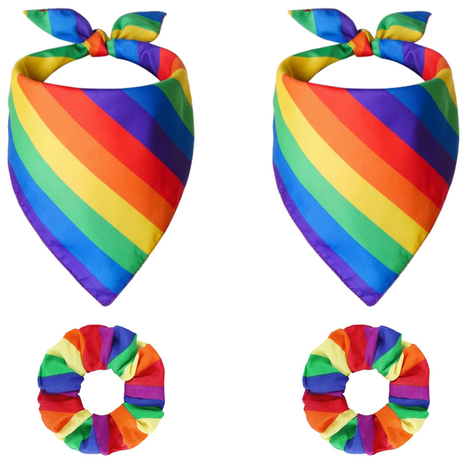 Yunvisty 4 Pcs Rainbow Bandana Scrunchies Pride Accessory Headbands Handkerchief Bandana Scarf For Men And Women Neck Scarf Accessories Gay Pride Parade Party Celebration Supplies Lgbtq Decorations