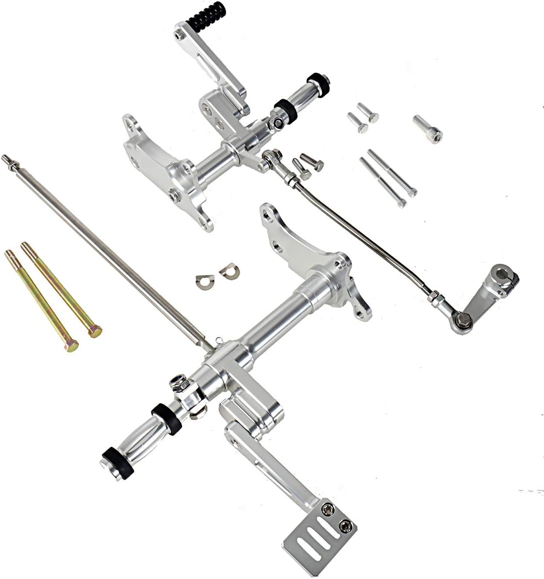 Silver Forward Control Linkage With Foot Pegs For Harley