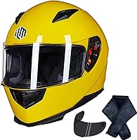 Vista 7 de ILM - Casco integral para motocicleta urbana con bufanda de invierno extraíble, 2 viseras, aprobado por DOT