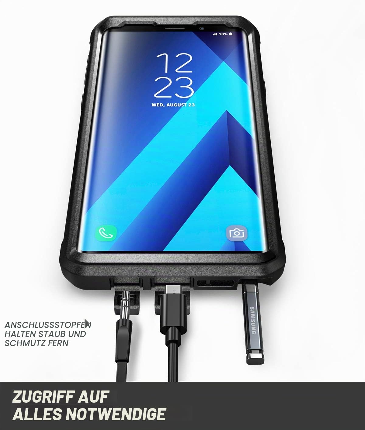 SUPCASE Samsung Galaxy Note 9 Hülle 360 Grad Handyhülle Outdoor Case Robust Schutzhülle Cover [Unicorn Beetle PRO] mit integriertem Displayschutz und Ständer (Schwarz), Black