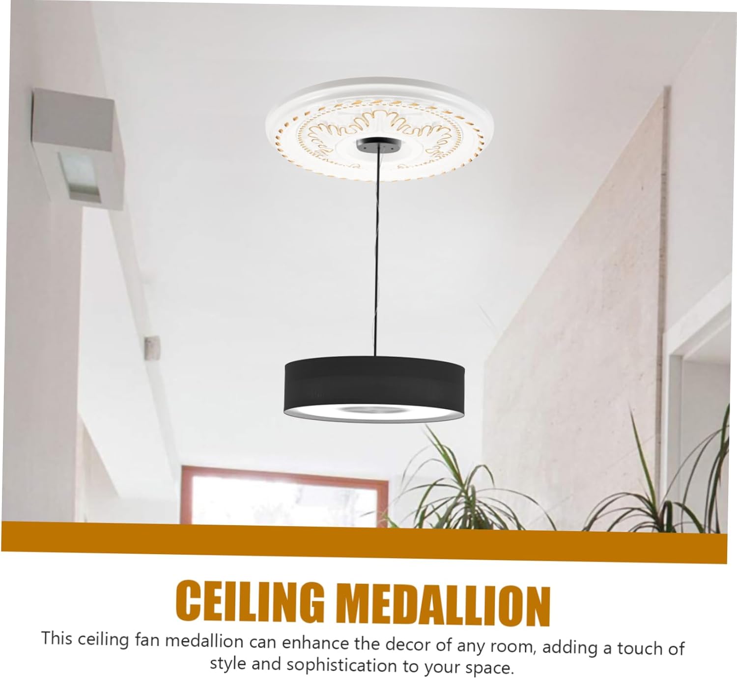 French Style Ceiling Medallion Vintage PU Home Lighting Decor Easy to Clean Versatile Design for Living Room Dining Room and Office Spaces