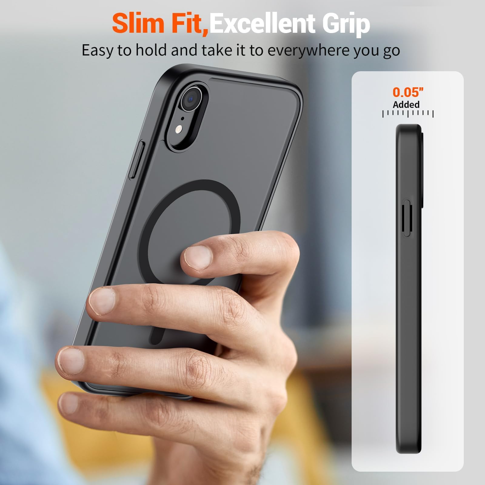 SUPFINE Magnetic for iPhone XR Phone Case(Compatible with MagSafe)(Military Grade Drop Protection) Slim Translucent Matte Shockproof with Anti-Fingerprint Phone Cover,Black