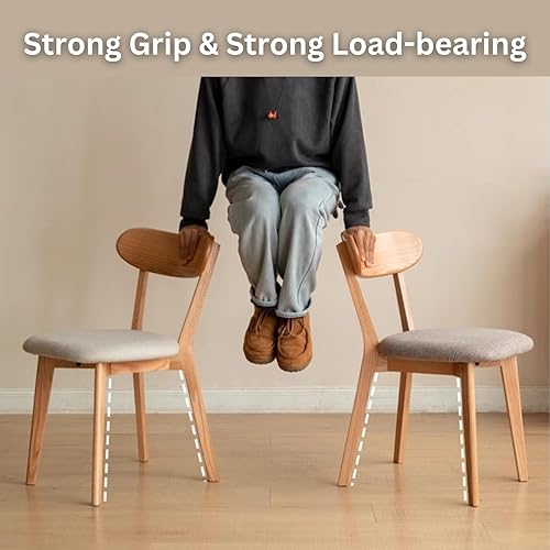 Miniatura 8 de Sillas de comedor 100% de madera de roble macizo, prácticas sillas de cocina con cojín tapizado, juego de 2 sillas de madera para comedor, cocina