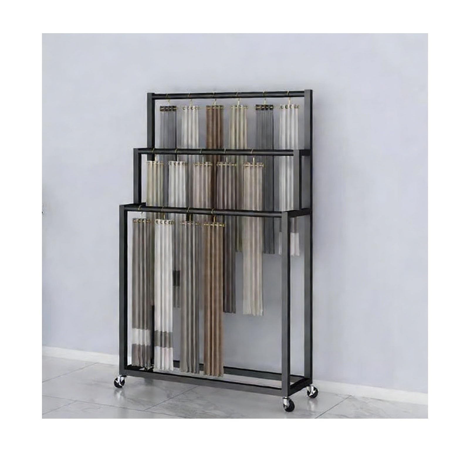 LRZPTDYU le Fabric Display Rack with WheelsTextile Showcase Cart for Retail Stores Boutiques Malls (Scarf/Fabric/Textile Stand) Black 100cm/39.4in