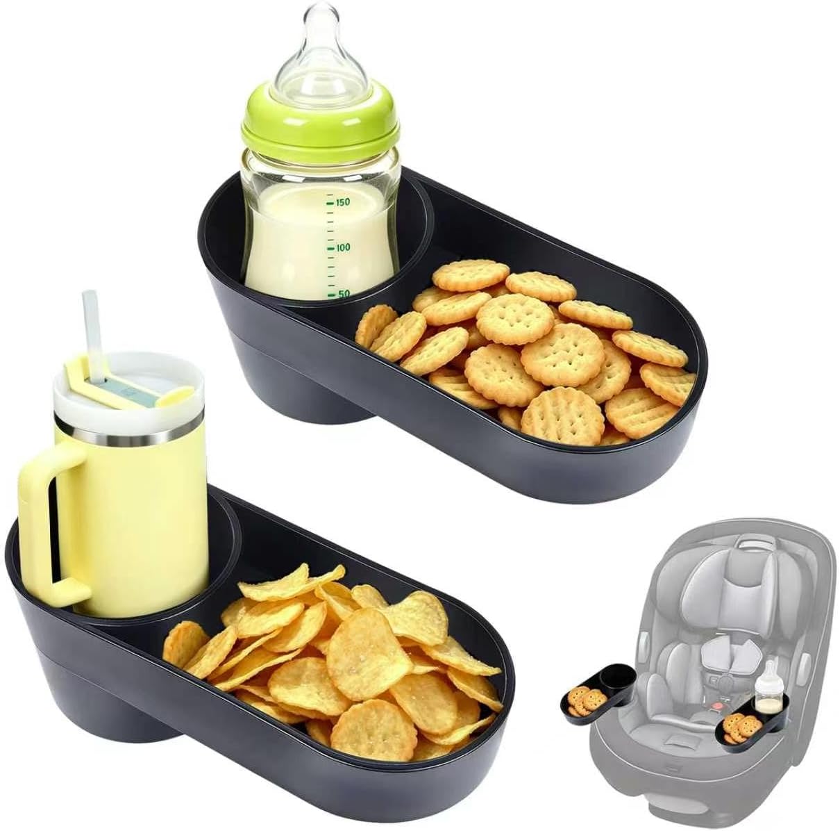 Car Seat Snack Tray with Cup Holder Compatible with Safety 1st EverFit
