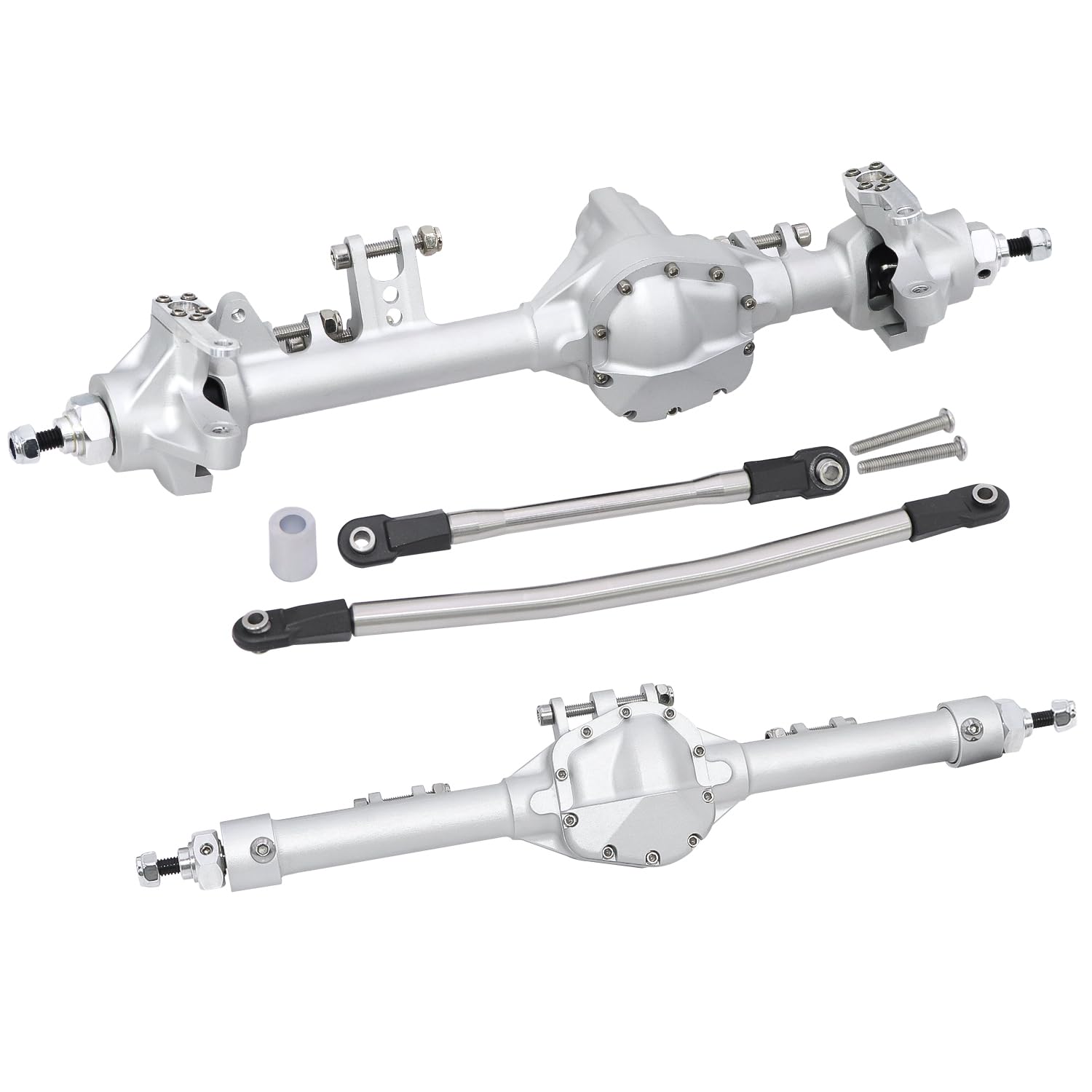 CNC Aluminum Front Rear Straight Axle for 1/10 RC Crawler Axial SCX10 II Vanquish VS4-10 Chassis (Silver)