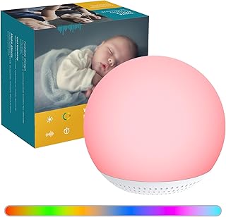 HOMGEN 2 in 1 White Noise Machine Silikon Weißes Rauschen Maschine für Babys Type-C Wiederaufladbare Schlafgeräuschmaschine LED Nachtlicht für Kinder Tischlampe mit dimmbarem warmen Licht 7 Farben