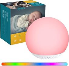 HOMGEN White Noise Machine for Babies and Kids 2 in 1 Rechargeable Sound Machine with Adjustable LED Light, 24 Soothing Sounds, LED Night Light for Kids with Timer and Memory Functions