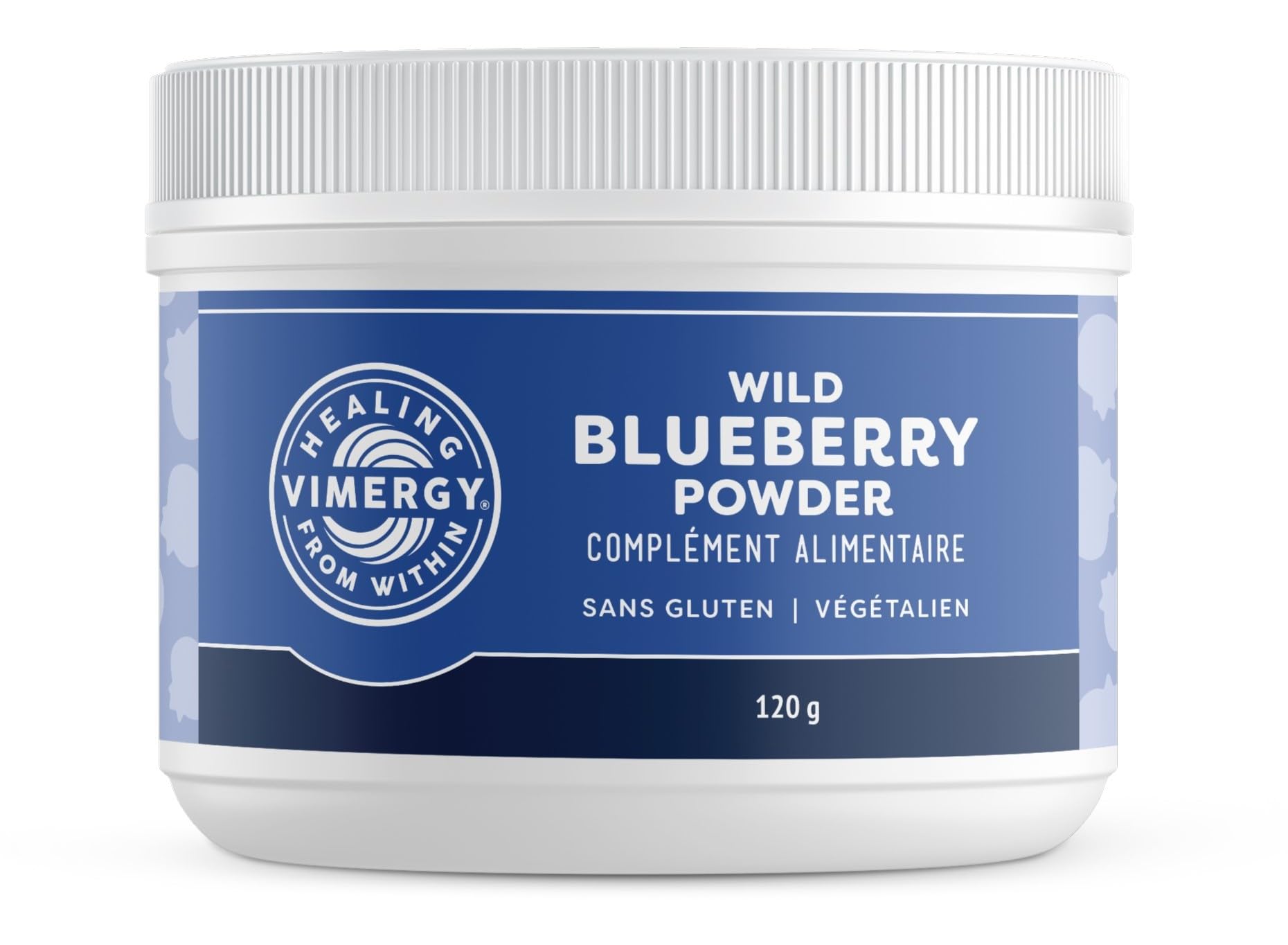 Vimergy Poudre de Myrtille Sauvage, 30 Portions – Myrtille Sauvage – Poudre Faites Avec des Myrtilles Entières – Complément Végan – Formulé sans Sucre Ajouté ni Additifs – Sans OGM ni Gluten (120g)