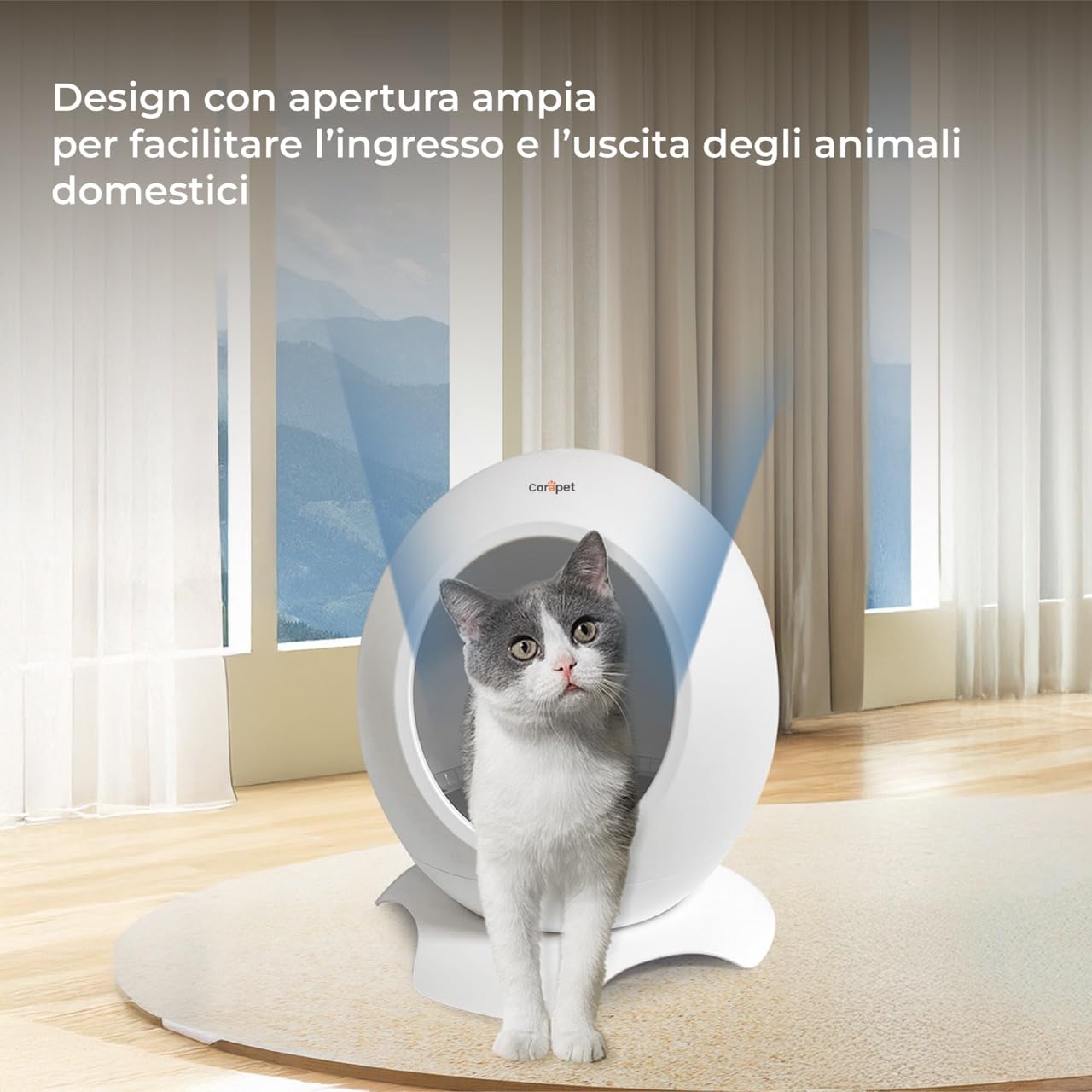 Carepet Cuccia Termostatizzata Freddo/Caldo con Controllo App, Regolazione Automatica 15-35°C, Sensore Infrarossi, Ioni Negativi, LED, Silenziosa ed Efficiente