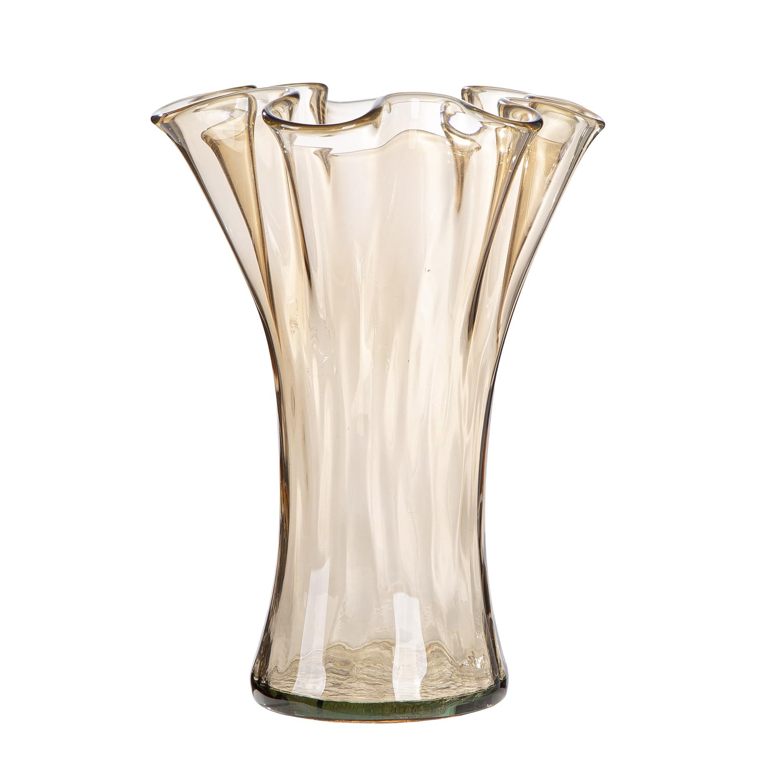 GILDE Artesania Vase - Glass - Bulbous - Organic - Brown - Height 23 cm x Diameter 20 cm - European Manufacture