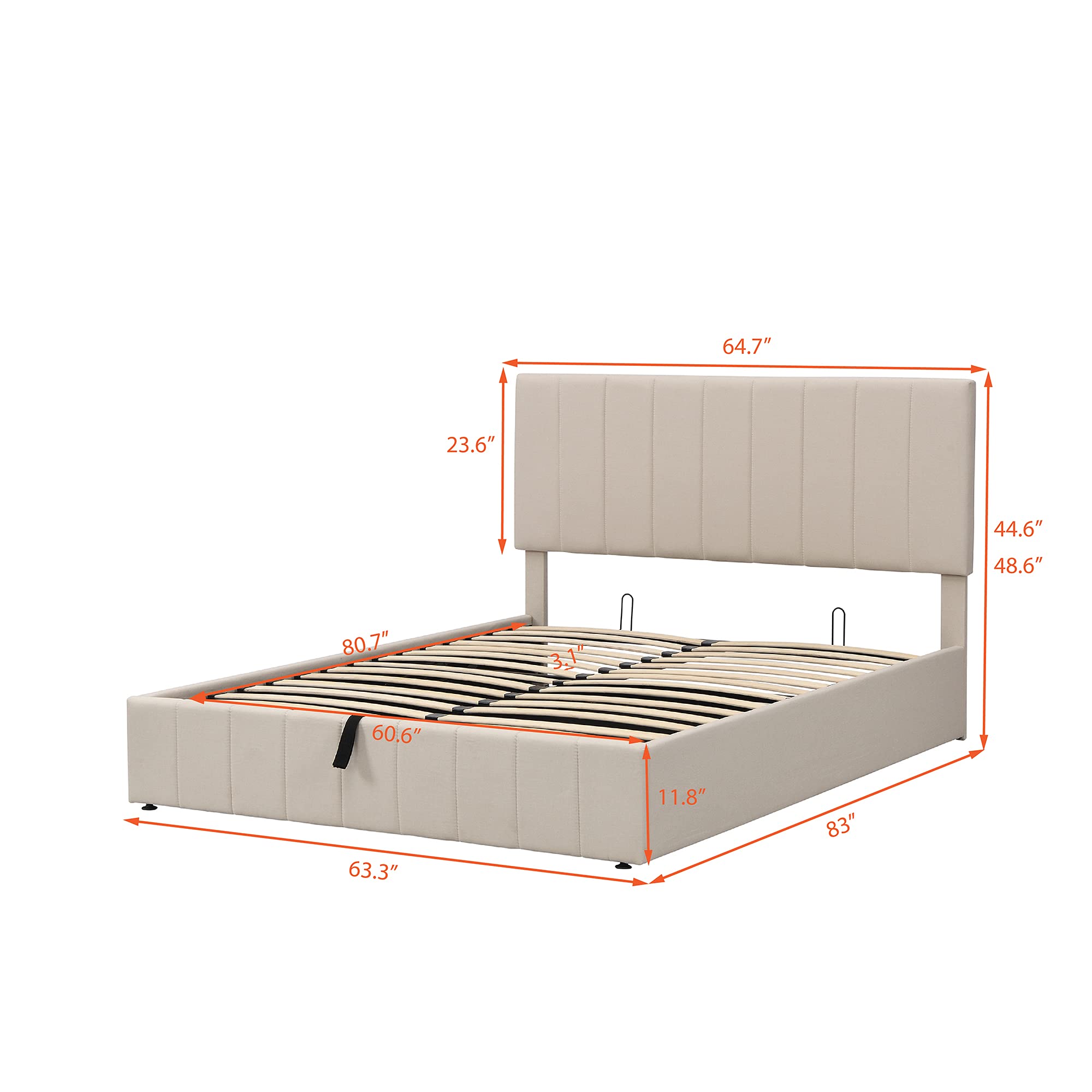 Buy Queen Upholstered Platform Bed Underneath Storage, Wooden Bed Frame