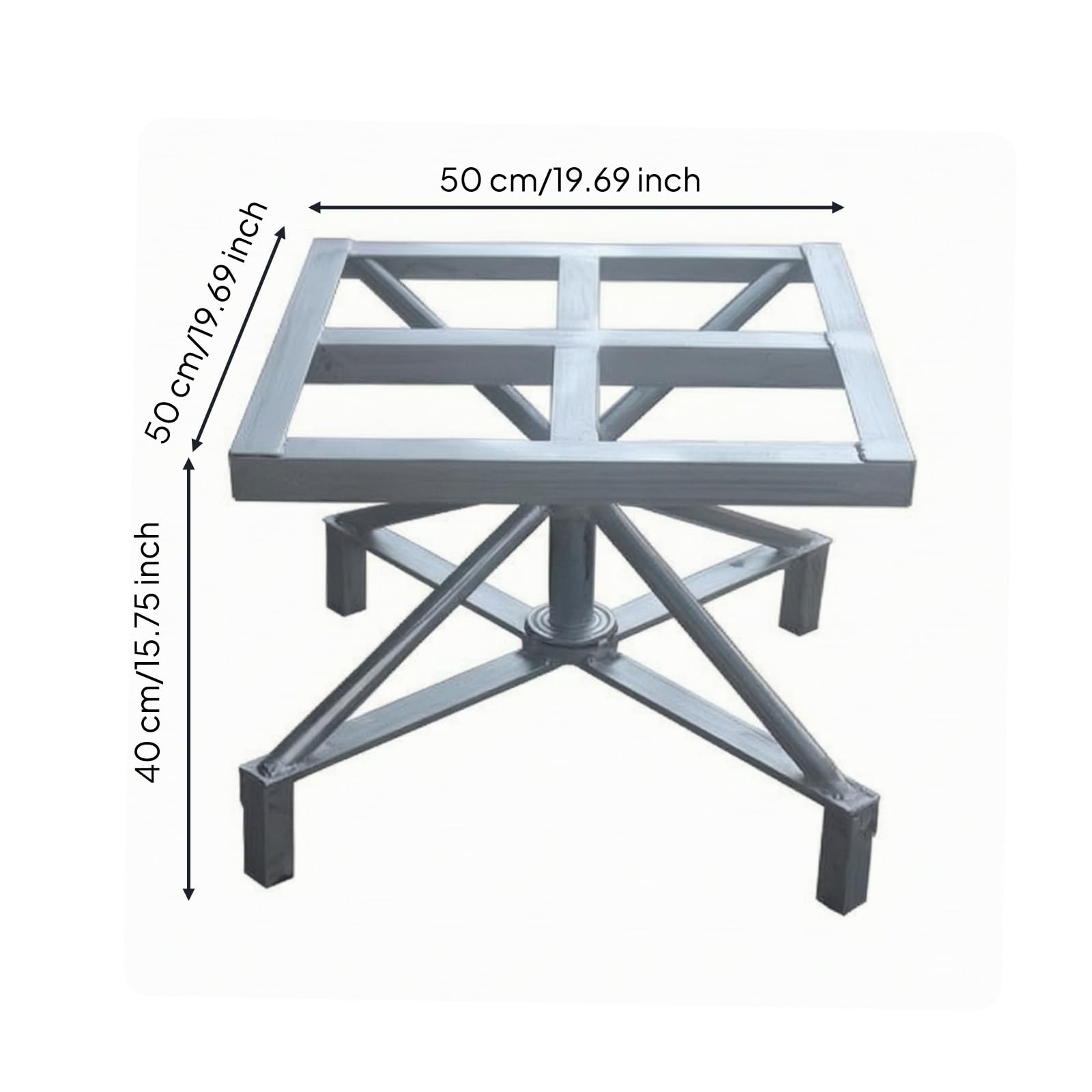 Table Peinture Rotative en Acier Support Peinture avec Plateau Rotatif Stable pour Atelier, Carré 50 50 40cm, Double Axe