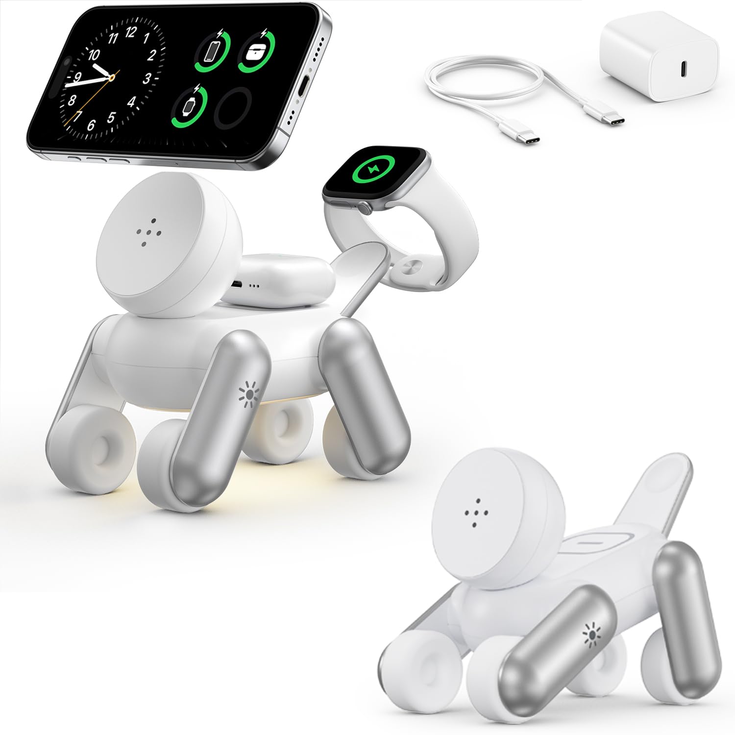 Amazon.co.jp: 「ロボット犬型」Bolvunes ワイヤレス充電器 3in1 