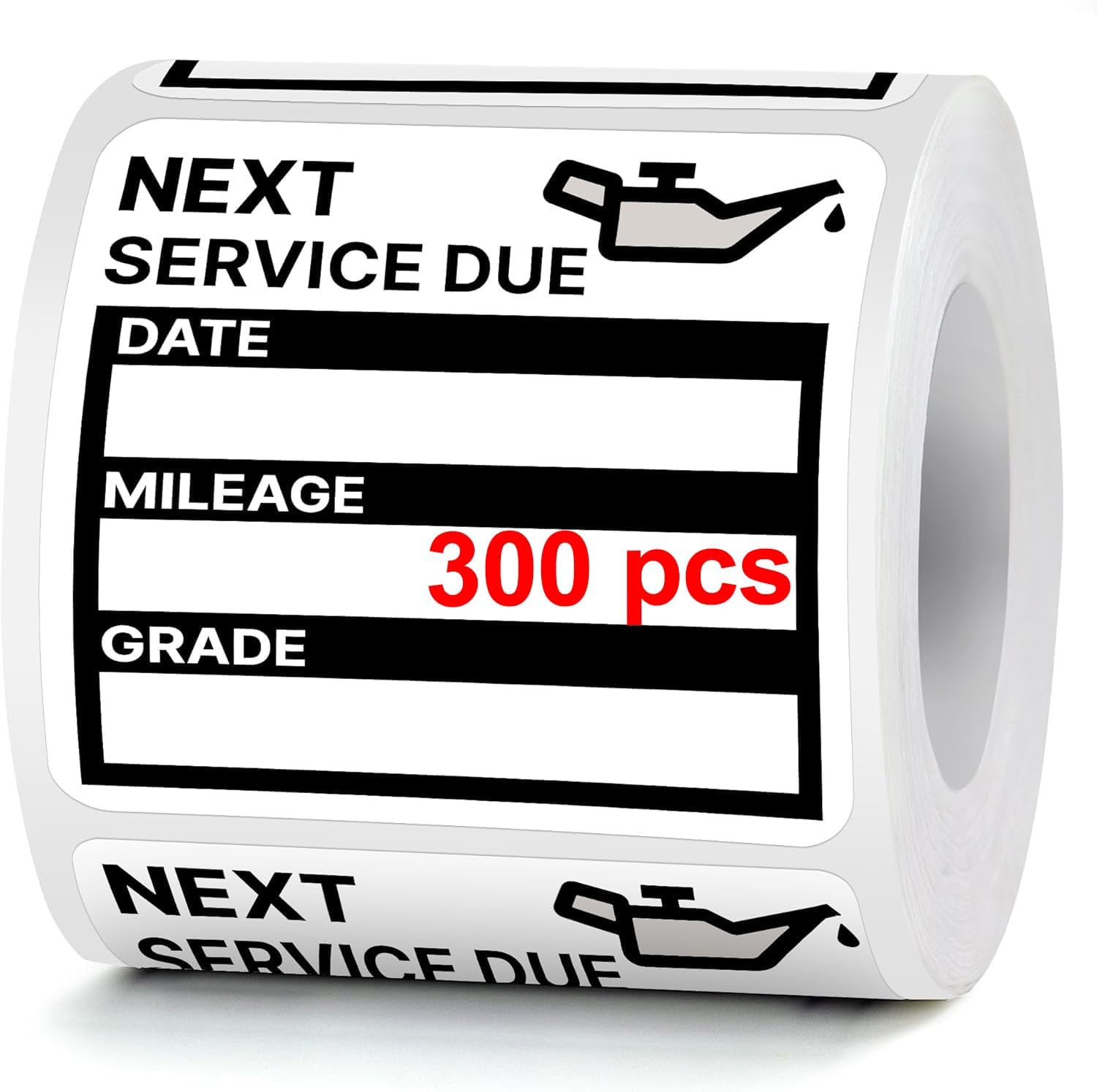 for Oil Change Stickers 300 Pcs 2”x 2” Service Black Stickers, Next Service Due Reminder Sticker Labels, Easy to Write on, Easy to Peel with No Residue