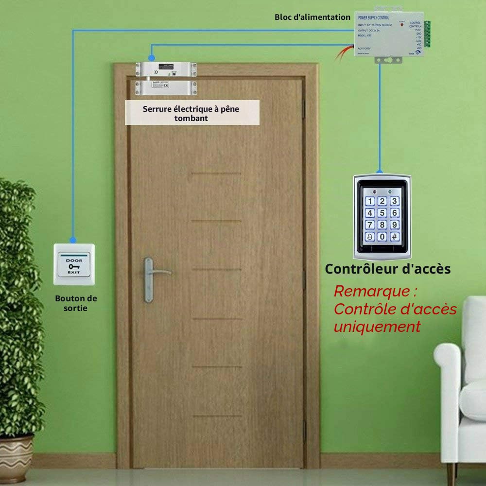 YAVIS Contrôle d’Accès Digicode Clavier à Code Métallique Étanche Bouton PIN RFID Carte de pour Le système d'entrée de Porte Simple, 10pcs 125KHz Keyfobs, 1000 utilisateurs