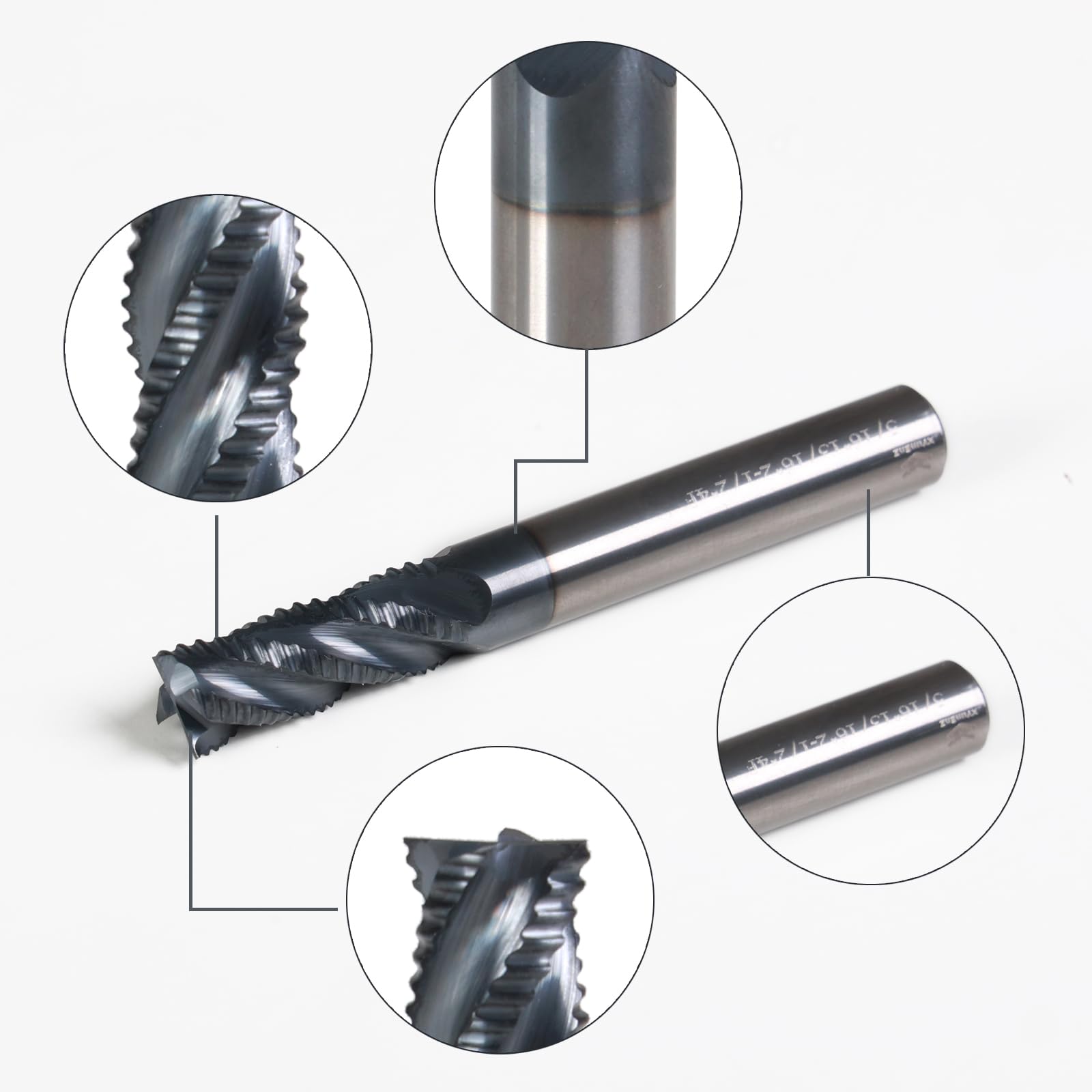 3/8" carburo di sgrossatura fine Mil, 4 punte del mulino del carburo del micro grano della scanalatura, per gli acciai legati/gli acciai temprati Micro Grain Carbide End Mill
