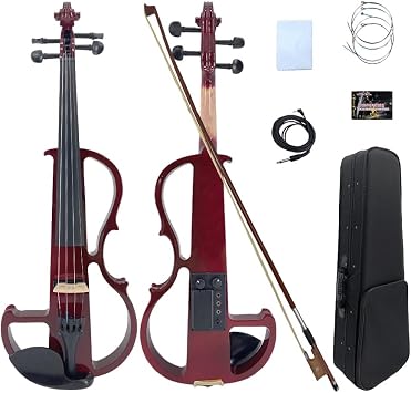 Yinfente Electric Violin 4/4 Full Size Silent 4 String Student Beginner Violin Ebony Fittings With Case Bow Shoulder rest Cable Headphone