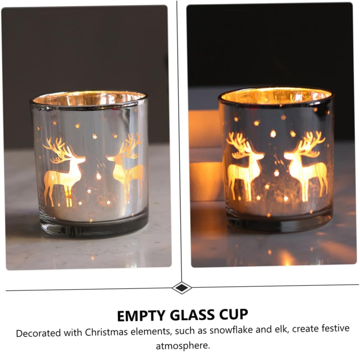 Alipis 6pcs Christmas Candle Holders Silver Electroplated Glass Cups Elk and Snowflake Design for Festive Decor and for Holiday Parties and Gatherings