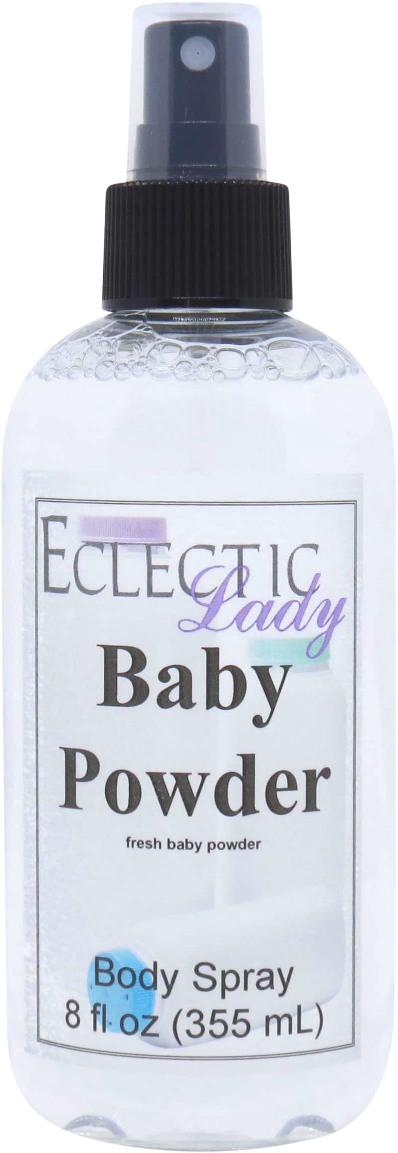 Baby Powder Body Spray, 8 Ounces, by Eclectic Lady, Body Mist for Women with Clean, Light & Gentle Fragrance, Cologne with Soft, Subtle Aroma for Daily Use