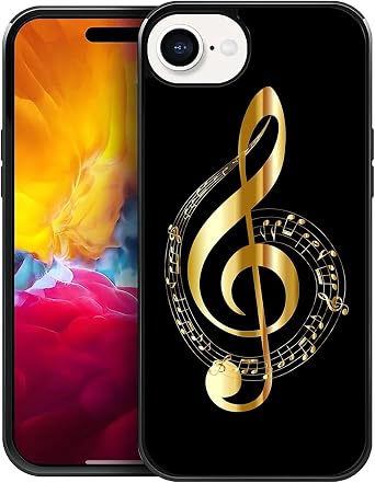 ZHEGAILIAN Compatible with iPhone 16e Case,Pattern Design Hard PC Back Cover Non-Slip Shock Absorption Soft TPU Protective Case for iPhone 16e 6.1inch-Music Notation