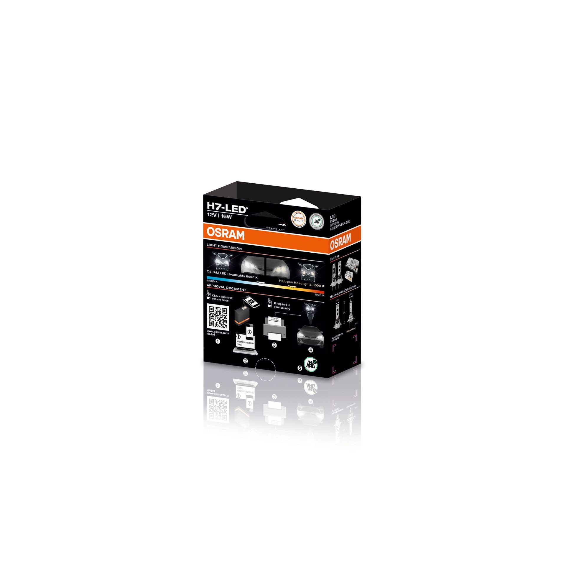 OSRAM NIGHT BREAKER LED SPEED H7 450, LED de luz de carretera y de cruce homologado para calle, hasta un 450% más de brillo, 6000K, sin necesidad de accesorios mecánicos, LEDEC02 integrado