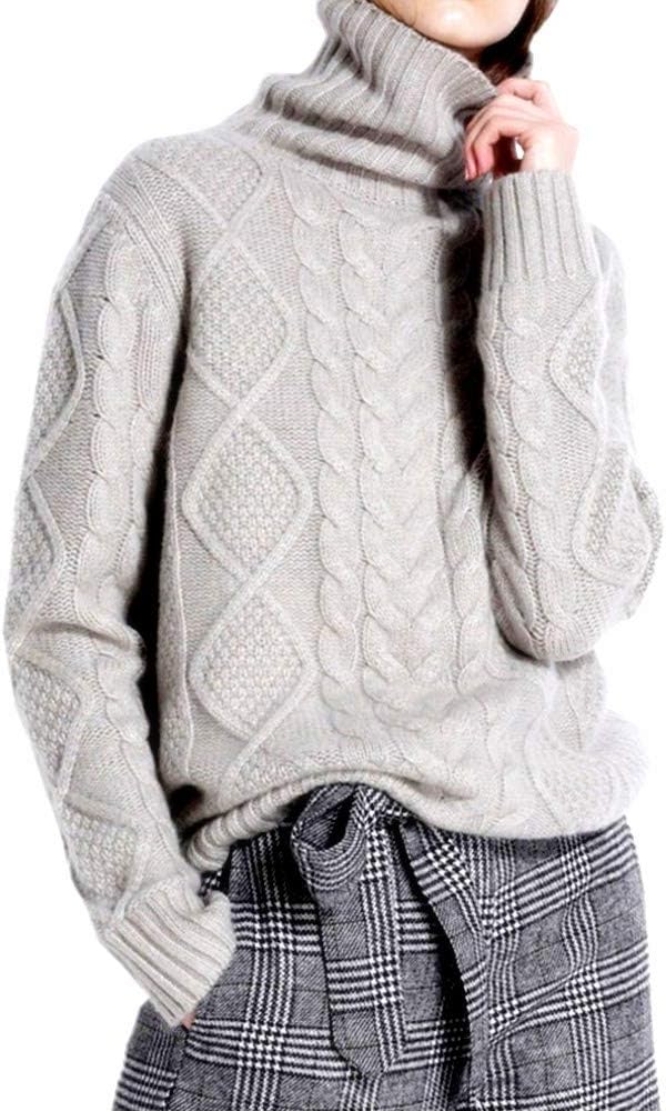 AilaileWool Sweaters Women's Turtleneck Pullover Female Loose Long Sleeve Tops Winter Thick Knitted Jumper