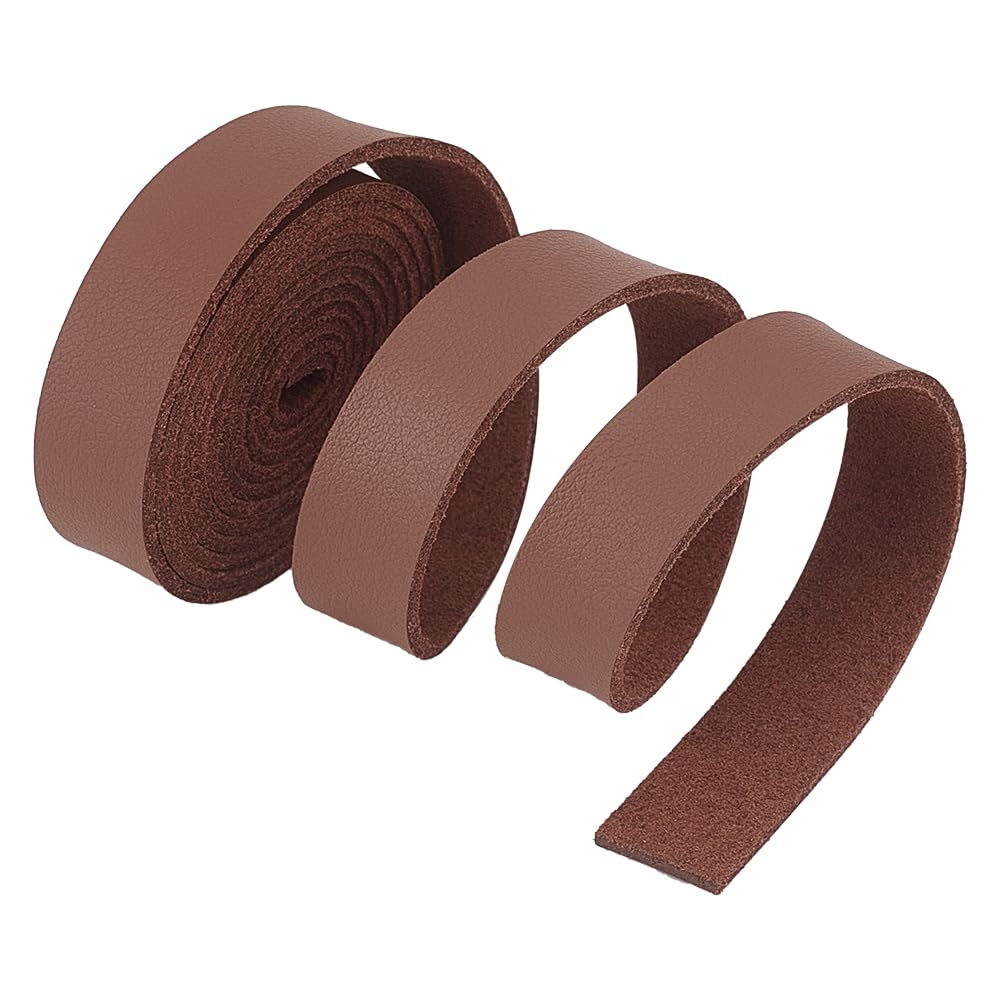HOBBIESAY Brown Leather Lace Strips 4.37 Yards/4m x 1.2cm Flat Leather Straps for DIY Craft Projects, Pet Collars, Belts, Keychains, Jewelry, Watch
