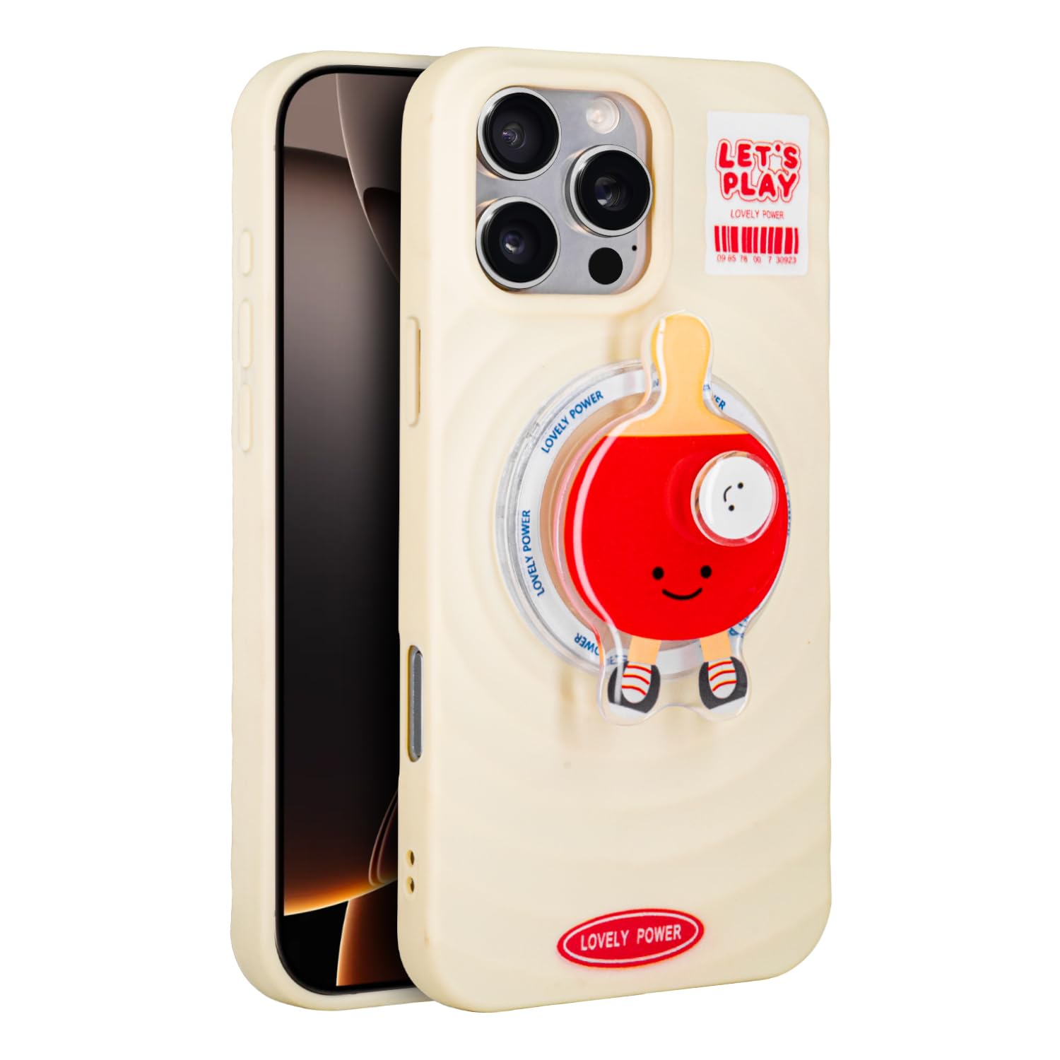 Aijohnny Phone Case for iPhone 16 Pro [3 in 1][Compatible with Magsafe] Kawaii TPU Magnetic Shockproof Phone Cover, 3D Cute Ping Pong Phone Stand Grip