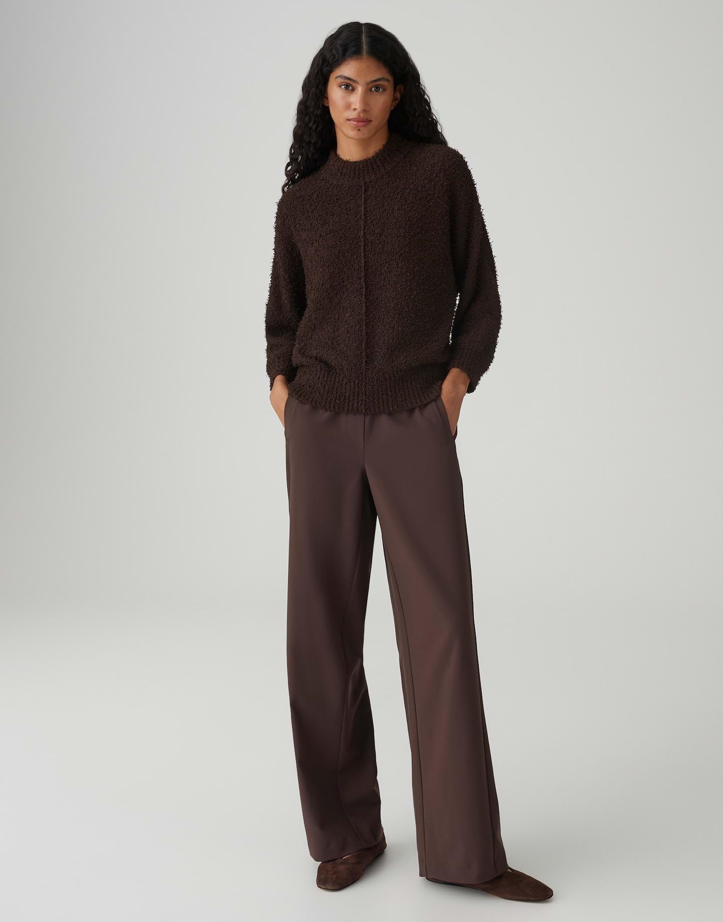 OPUS Damen Pullover | Punew Strickpullover aus flauschigem Effektgarn Regular Fit