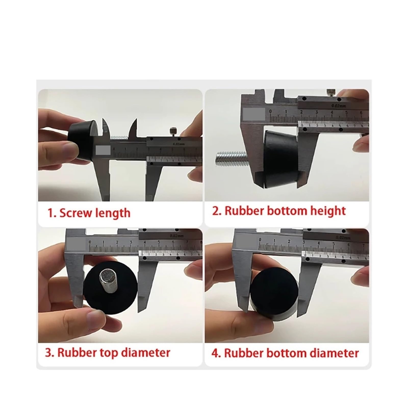 Piedini per mobili, in gomma, regolabili, M6, M8, M10, con vite, per tavolo e sedia, colore nero, protezione anti-shock