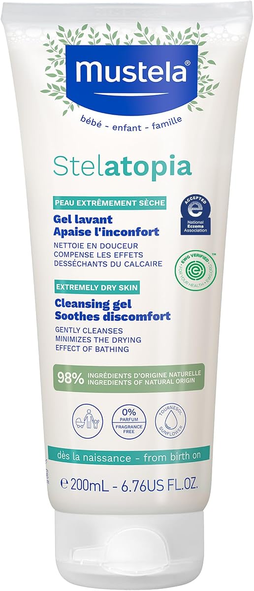 Stelatopia Eczema-Prone Skin Cleansing Gel - Baby Face & Body Wash with Natural Avocado & Sunflower Oil - Fragrance-Free & Tear Free