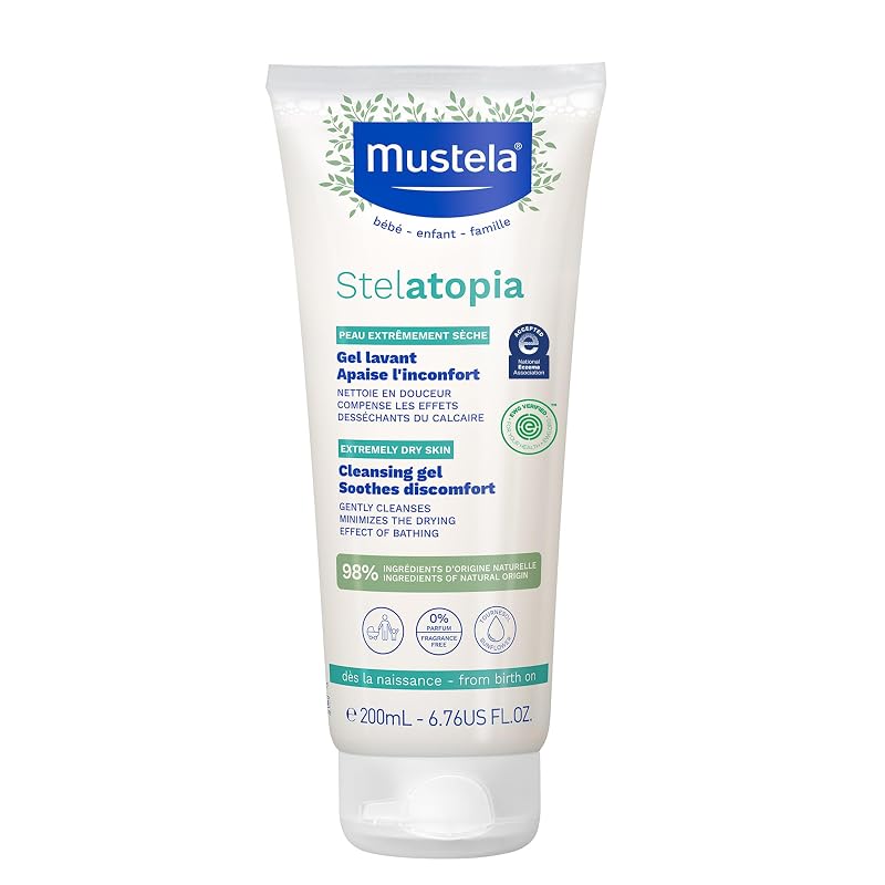 Mustela Stelatopia Gel de Limpeza para Rosto e Corpo, Sem Fragrância e Sem Lágrimas