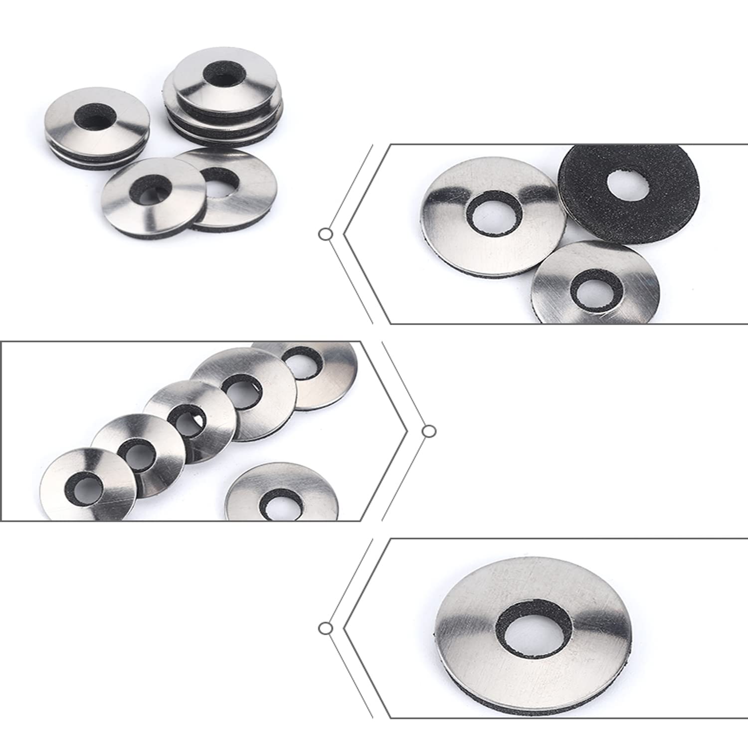 138 pcs Stainless Steel EPDM Bonded Sealing Neoprene Rubber Washers for #4/ #5/ #6 Screws