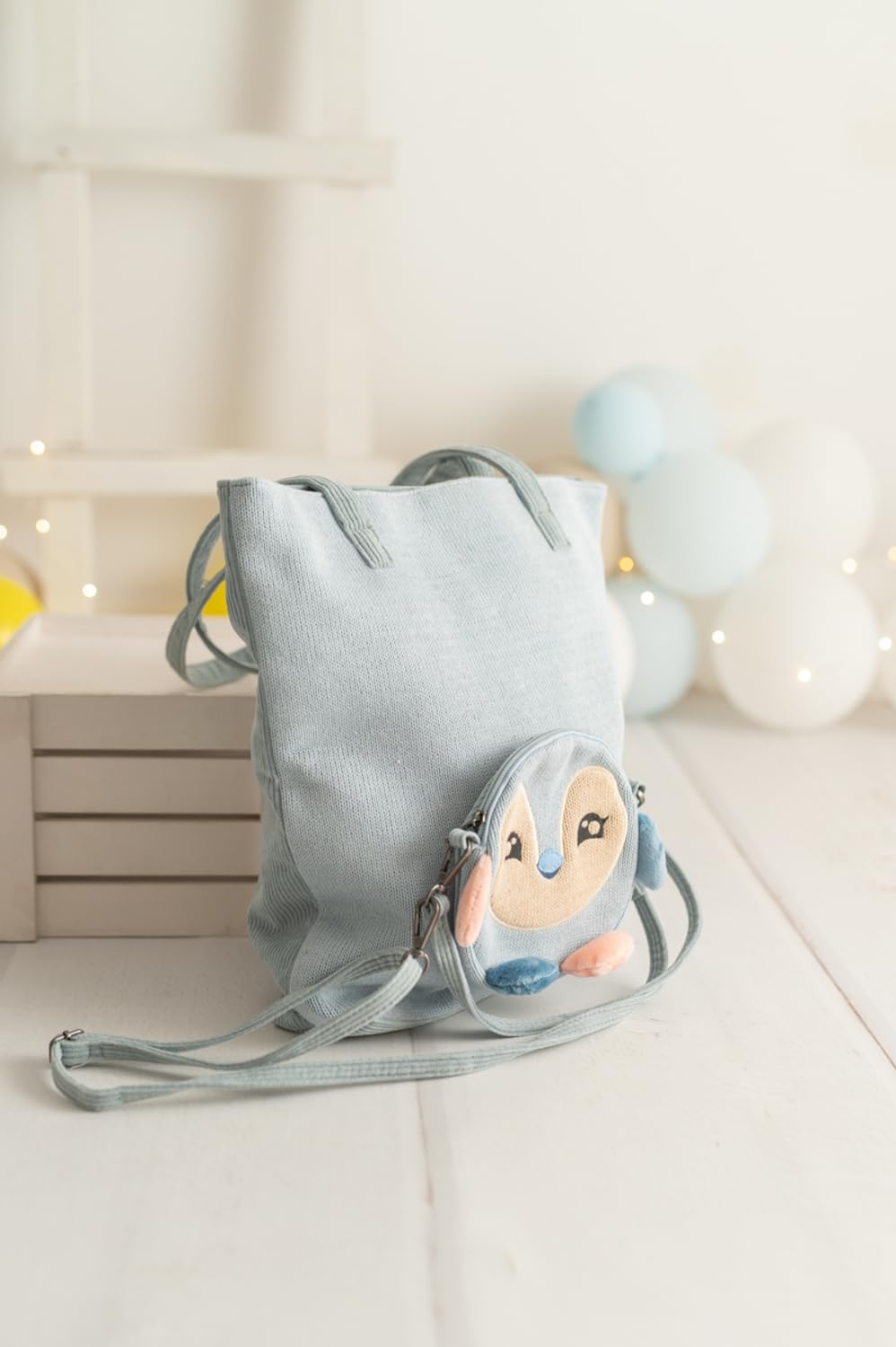 Bolso shopper infantil pingüino azul