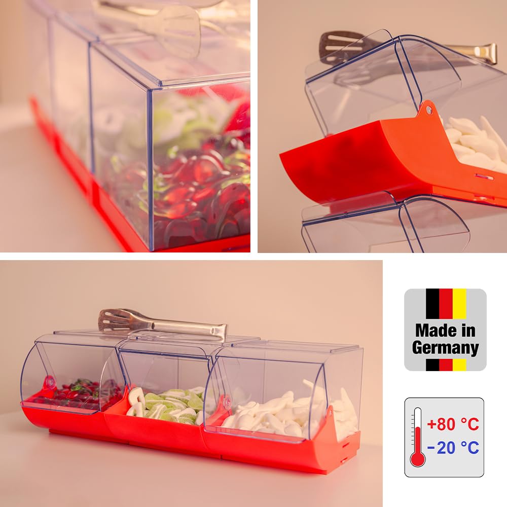 hünersdorff Stückartikelbox aus PP, mit transparentem Klappdeckel, 3,7 Liter Füllvolumen, rot (Packung mit 6)